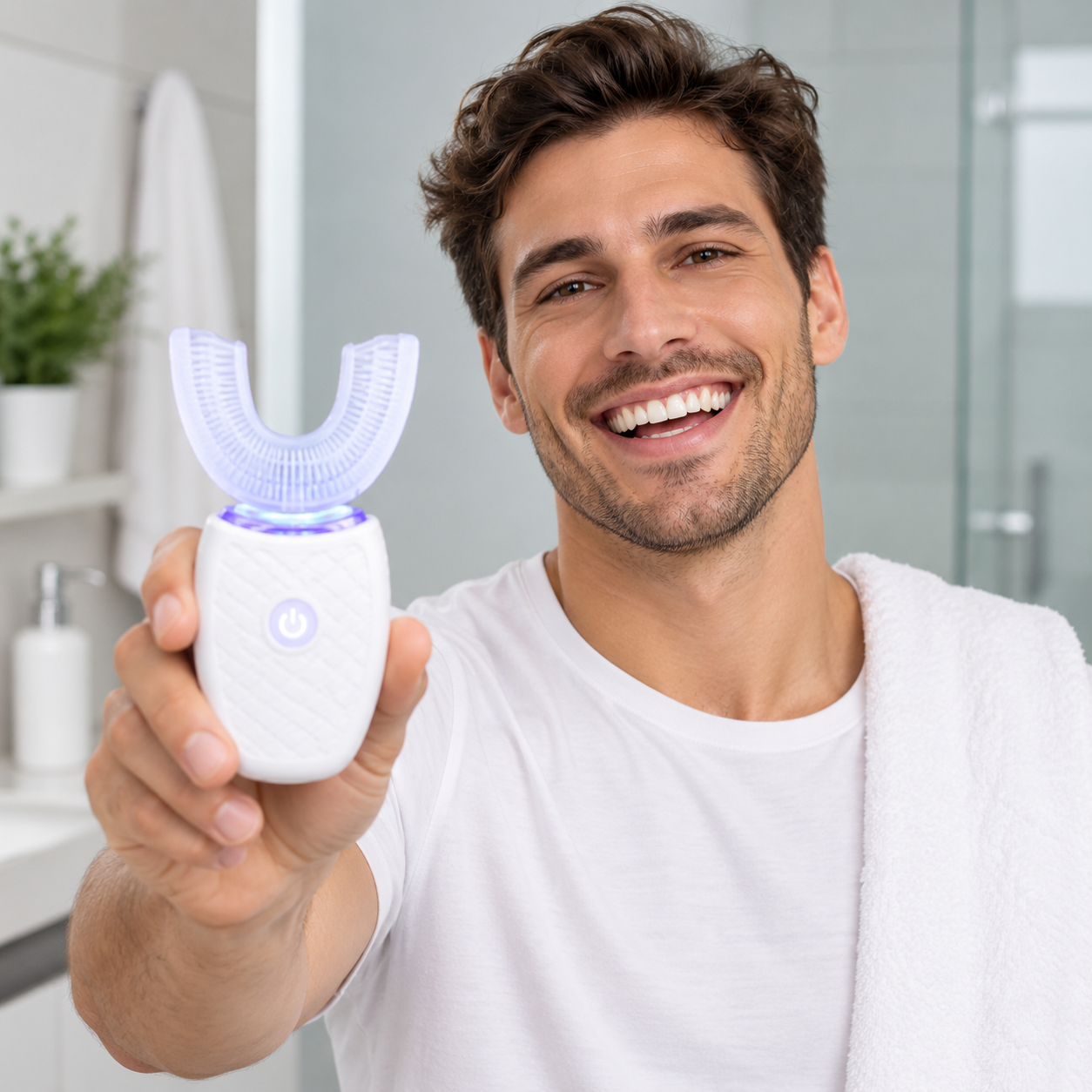 Electric Toothbrush for Adult Automatic USB Charge U-Shaped Toothbrush 360 Degrees Intelligent Rechargeable Toothbrus
